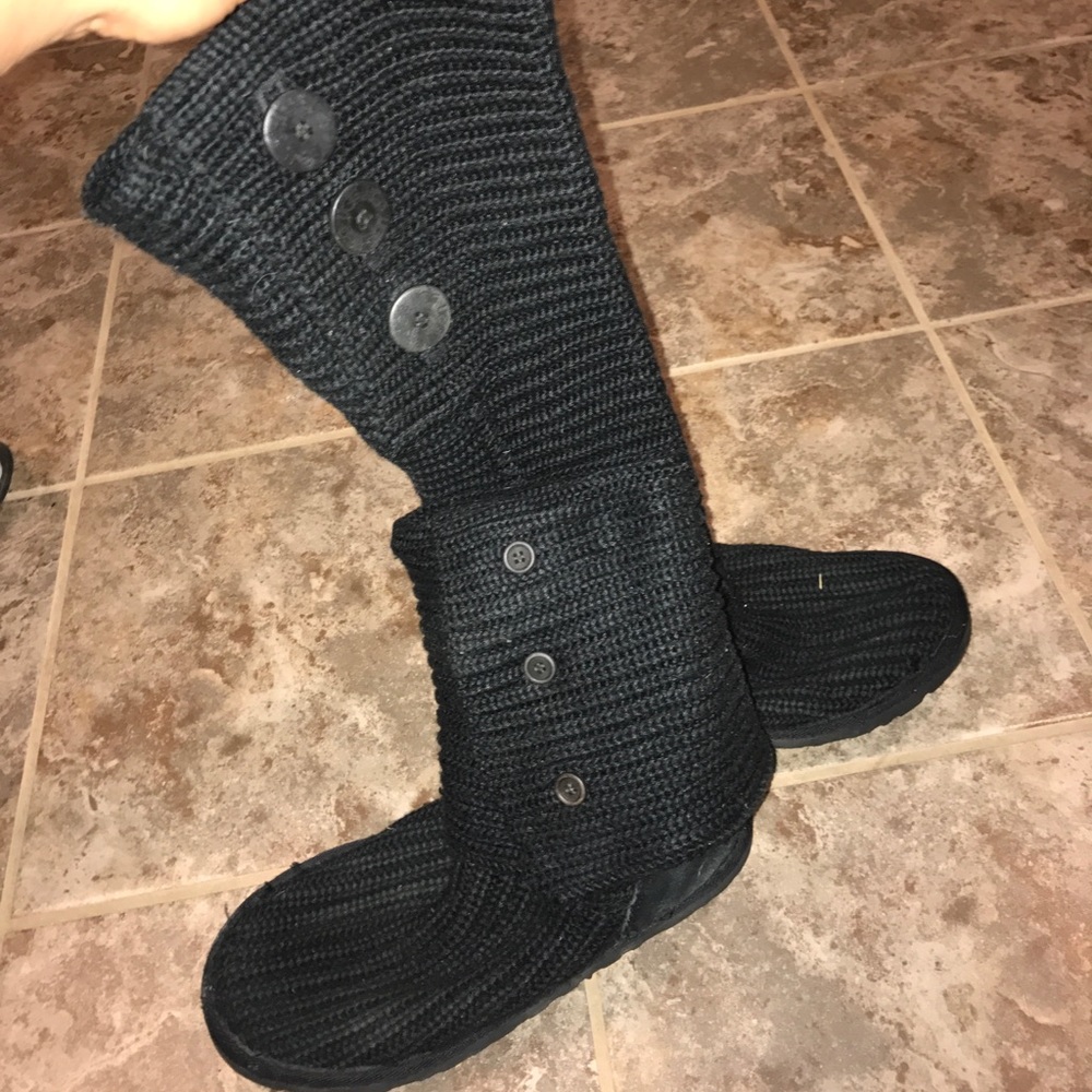 Uggs- black knit tall button boot